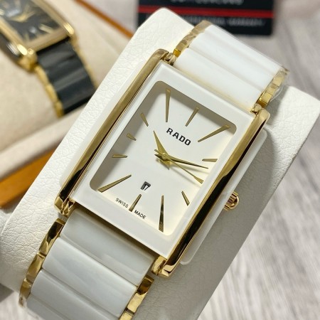 RADO Jublie Integral Quartz White Dial Gold Plated Ceramic Mens Watch 02